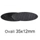 Bollini in velcro autoadesivi extra sottili, ovali 35x12mm, Nero