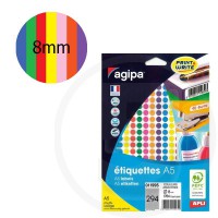 Bollini adesivi rotondi Colori Assortiti, diametro 8mm
