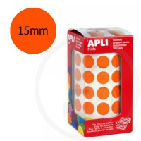 Etichette adesive rotonde color Arancione. Bollini tondi diametro 15mm