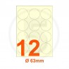 Etichette adesive diametro 63mm, in carta avorio vergata