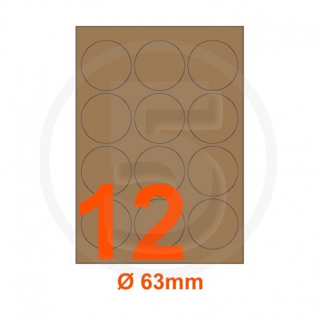 Etichette adesive diametro 63mm, in carta Kraft mille righe