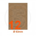 Etichette adesive diametro 63mm, in carta Kraft mille righe